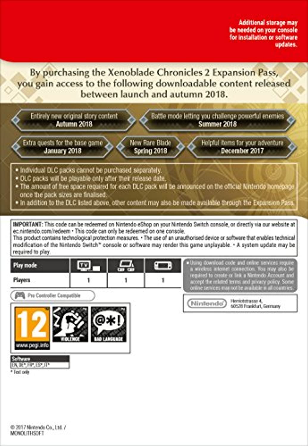Xenoblade Chronicles 2: Expansion Pass (Nintendo Switch Download Code)