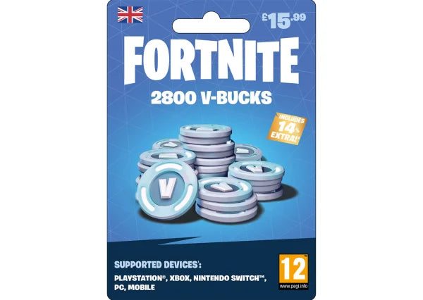 Fortnite 2800 V-Bucks PHYSICAL Gift Card
